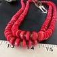 Navajo Red Coral Shell Bead Necklace | Sterling Silver | 30" | Authentic Native American Handmade | 15283