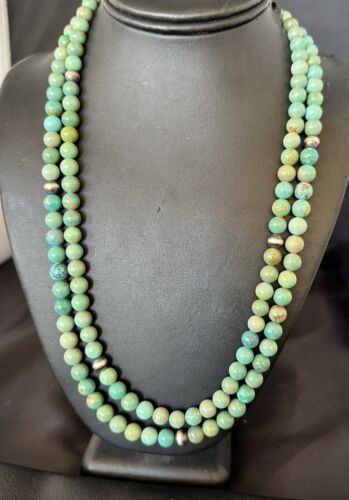 Royston Green Turquoise Necklace | Southwestern Sterling Silver | 22" | 17536
