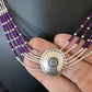 Navajo Purple Sugilite Heishi Concha Necklace | 5 Strand Liquid Sterling Silver | 20" | 15877