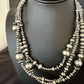 Navajo Pearls Mixed Bead Bib Necklace | Sterling Silver | 3-Strand | 20" | Authentic Native American Handmade | 14954