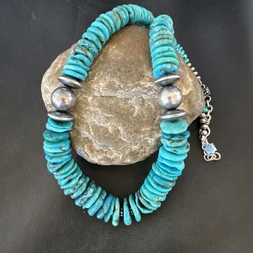 Authentic Native American Navajo Graduated Turquoise Necklace | Sterling Silver | 21" | 16487