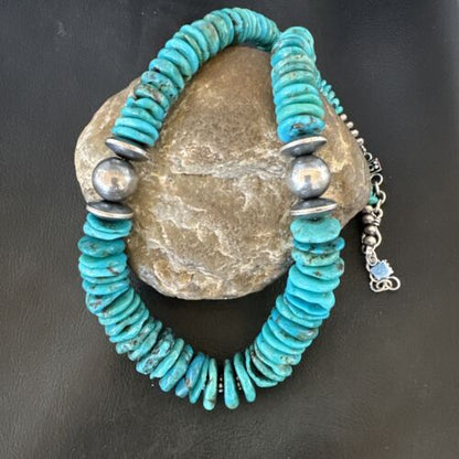 Authentic Native American Navajo Graduated Turquoise Necklace | Sterling Silver | 21" | 16487