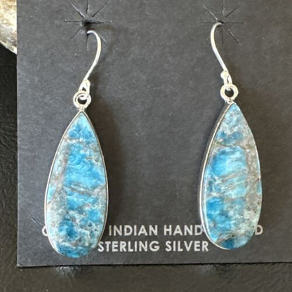 Blue Denim Lapis Dangle Earrings | Sterling Silver | 1" | 15799
