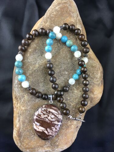 Navajo Wild Horse Turquoise Pendant Necklace | Sterling Silver | 18" | Authentic Native American Handmade | 10148