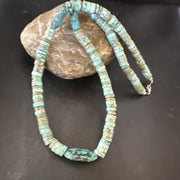 Navajo Turquoise Nugget Heishi Bead Necklace | Sterling Silver | Authentic Native American Handmade | 20" | 17143
