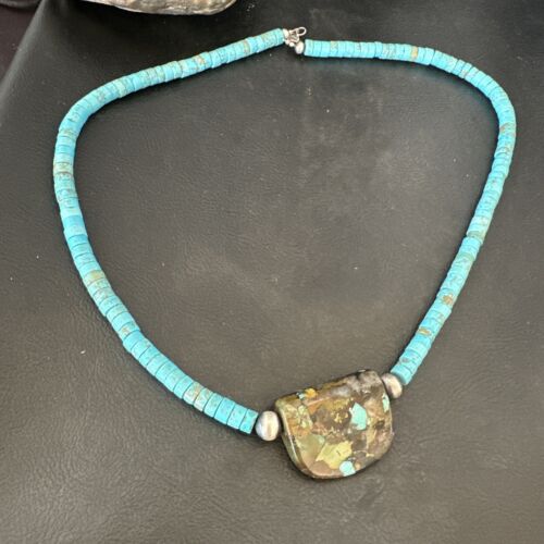 Navajo SpiderWeb Turquoise Heishi Pearls Necklace | Sterling Silver | 20" | 17031