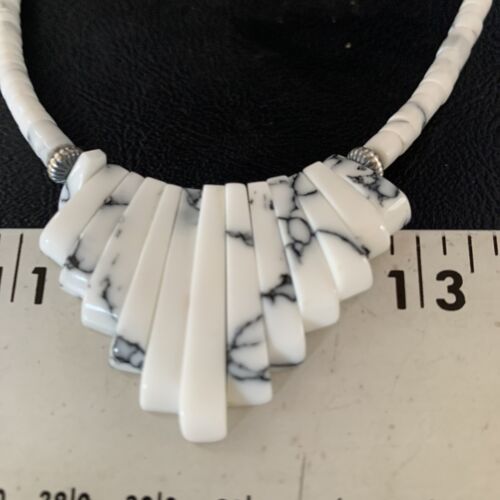 Navajo White Howlite Heishi Pearls Bead Necklace | Sterling Silver | Authentic Native American Handmade | 20" | 14209