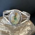 Navajo Green Boulder Turquoise Cuff Bracelet | Sterling Silver | Authentic Native American Handmade | 16245