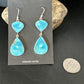 Navajo Blue Kingman Turquoise Dangle Earrings | Sterling Silver | Authentic Native American Handmade | 15106