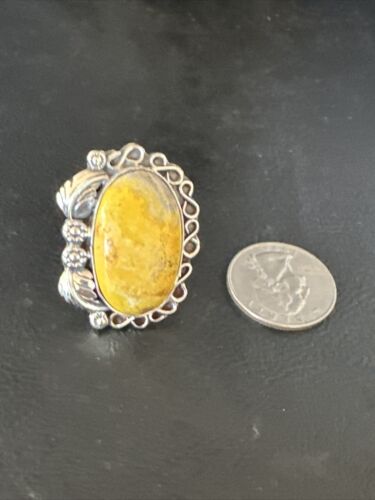 Navajo Yellow Bumble Bee Jasper Ring | Sterling Silver | Sz 9.5 | Authentic Native American Handmade | 14946