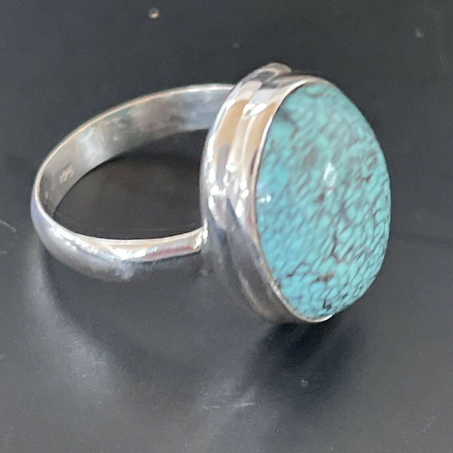 Navajo Spiderweb Blue Turquoise Ring | Sterling Silver | Sz 6.5 | Authentic Native American Handmade | 11438