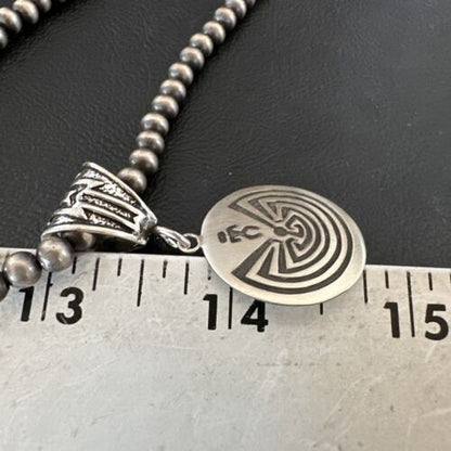 Hopi Man in the Maze Pendant | Sterling Silver Necklace | Authentic Native American Handmade | 16906