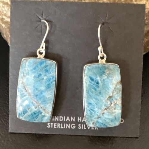 Handmade Sterling Silver Blue Denim Lapis Dangle Earrings | 1" | 15800