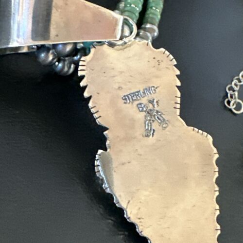 Navajo Royston Turquoise Spiny Pendant Set | Authentic Native American Sterling Silver | 3" | Handmade | 16813