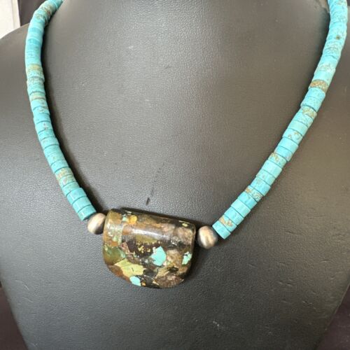 Navajo SpiderWeb Turquoise Heishi Pearls Necklace | Sterling Silver | 20" | 17031