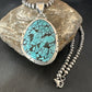 Men's Navajo Blue Spiderweb Turquoise Pendant Necklace | Sterling Silver | Authentic Native American Handmade | 16198