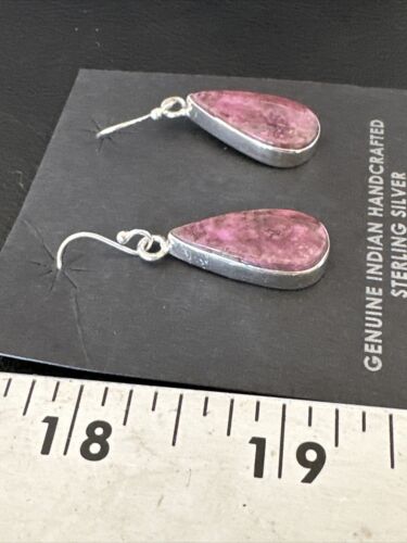 Purple Mojave Turquoise Dangle Earrings | Sterling Silver | Authentic Native American Handmade | 15784