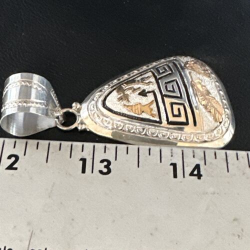 Hopi Gold Pendant | Sterling Silver | 12K GP | Authentic Native American Handmade | 15166