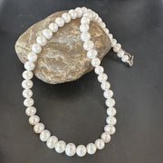 Handmade White Freshwater Pearl Bead Necklace | Sterling Silver | 21" | 17368