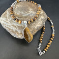 Southwestern Coffee Brown Tiger's Eye Pendant Necklace | Sterling Silver | 15868