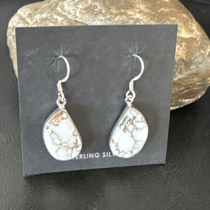 Navajo Wild Horse Turquoise Dangle Earrings | Sterling Silver | Authentic Native American Handmade | 15740
