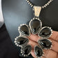 Navajo Men's Black Onyx Naja Pendant Necklace | Sterling Silver Pearls | Authentic Native American Handmade | 16808