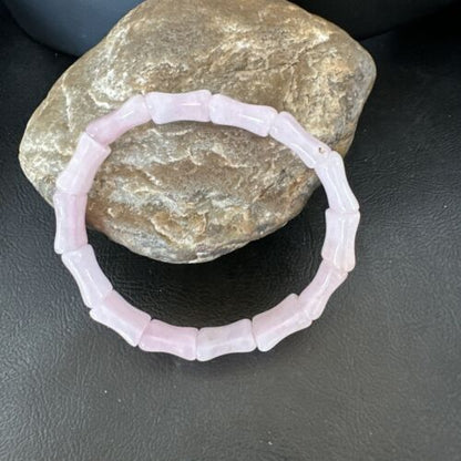 Navajo Pink Quartz Stretch Bracelet | Authentic Native American Handmade | 16945
