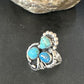 Navajo Blue Turquoise Cluster Ring | Authentic Native American Sterling Silver | Multi-Stone | Sz 8.5 | 14837