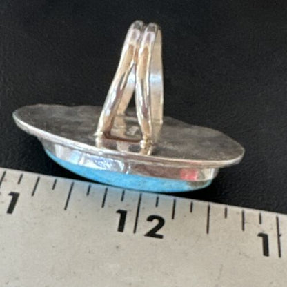 Navajo Blue Kingman Turquoise Ring | Sterling Silver | Sz 10 | Authentic Native American Handmade | 15664