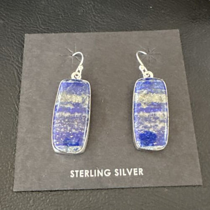 Blue Denim Lapis Dangle Earrings | Sterling Silver | 1" | 15804