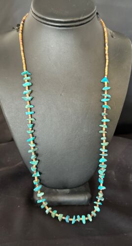 Navajo Kingman Turquoise Shell Necklace | Sterling Silver | 28" | Authentic Native American Handmade | 17400