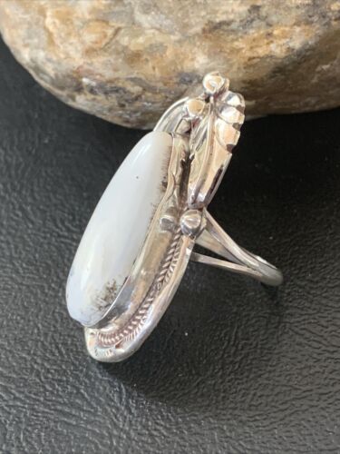 Southwestern Navajo White Buffalo Turquoise Ring | Sterling Silver | Sz 9 | 1964