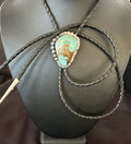 Men's Blue Turquoise #8 Bolo Tie | Navajo Sterling Silver | Authentic Native American Handmade | 16810