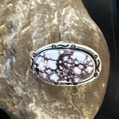 Navajo Wild Horse Turquoise Ring | Sterling Silver | Sz 7.5 | Authentic Native American Handmade | 16469