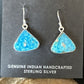 Blue Turquoise Dangle Earrings | Sterling Silver | 1" | Authentic Native American Handmade | 15802
