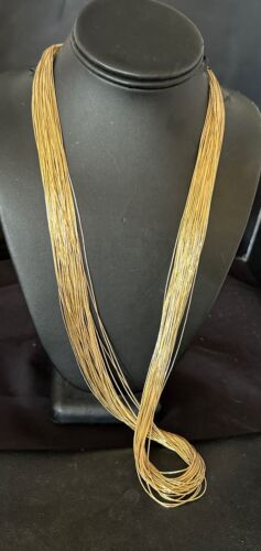 Gold Filled Heishi Tubes Necklace | 50 Strand | Liquid Sterling Silver | 30" | 17393