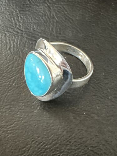 Navajo Sterling Silver Blue Kingman Turquoise Ring | Sz 8 | Authentic Native American Handmade | 17597