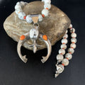 Navajo White Buffalo Turquoise Spiny Oyster Naja Pendant | Sterling Silver | Authentic Native American Handmade | 13648