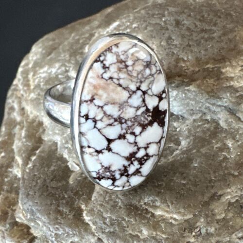 Men's and Women's Wild Horse Turquoise Ring | Navajo Sterling Silver | Sz 7 | 17278