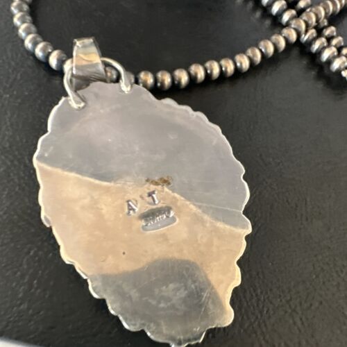 Navajo Mint Green Turquoise Pendant Necklace | Sterling Silver | Authentic Native American Handmade | 15034