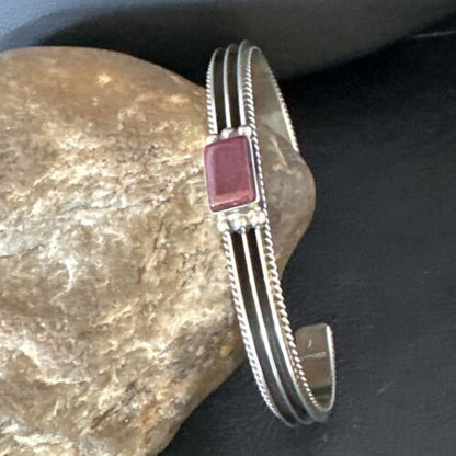 Navajo Purple Spiny Oyster Cuff Bracelet | Sterling Silver | Authentic Native American Handmade | 15159
