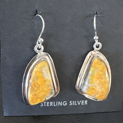 Navajo Bumblebee Jasper Earrings | Sterling Silver | Authentic Native American Handmade | 15823