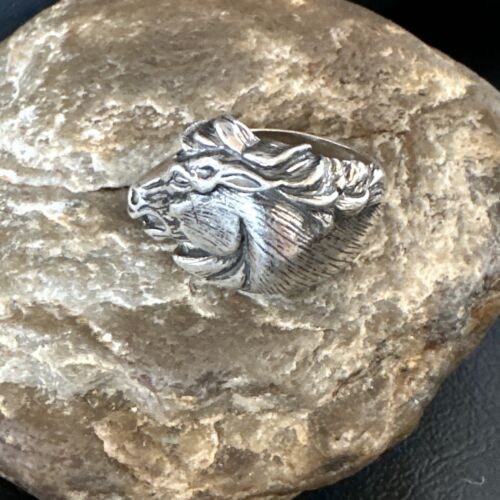 Men's Horsehead Ring | Navajo Sterling Silver | Sz 8 | Authentic Native American Handmade | 15382