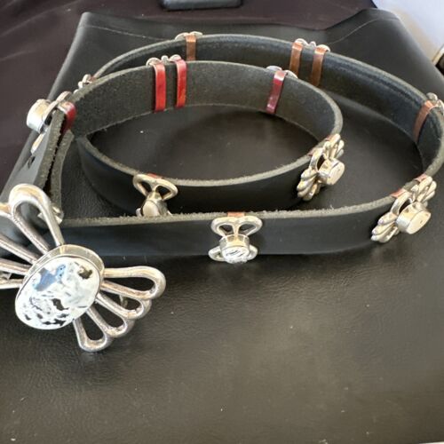 Men's White Buffalo Turquoise Concho Belt | Sterling Silver Navajo Tufa | Authentic Native American Handmade | 16683