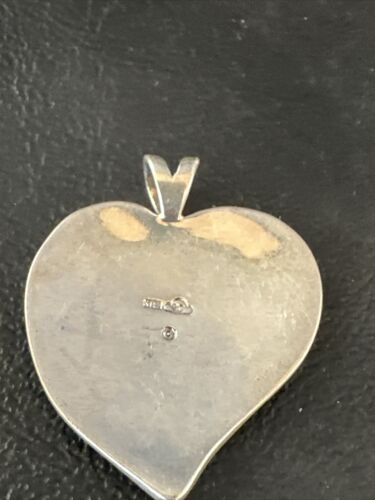 Navajo Pink Mother of Pearl Heart Pendant Necklace | Sterling Silver | Authentic Native American Handmade | 15193