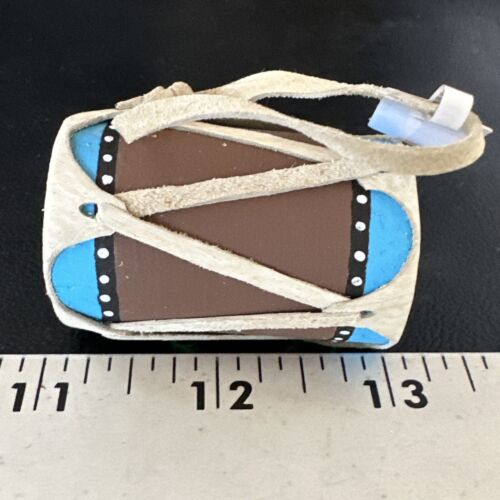 Handmade Miniature Leather Drum Car Charm | 2" Mirror Dangler | 8931