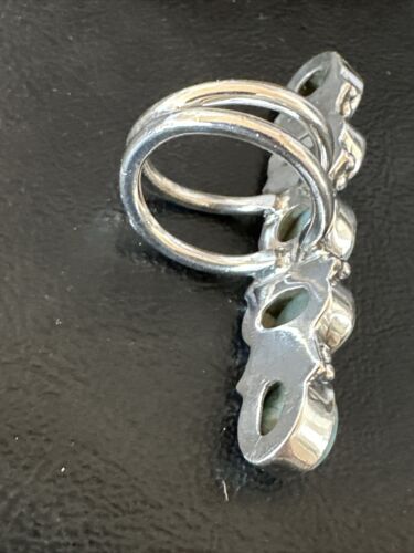 Navajo Blue Larimar Multi-Stone Cluster Ring | Authentic Native American Sterling Silver | Sz 7.5 | 15942