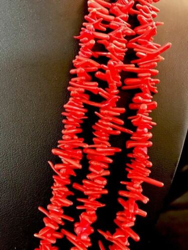 Navajo Deep Sea Branch Coral Necklace | 3 Strands | Sterling Silver | Authentic Native American Handmade | 05000