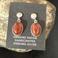 Navajo Burgundy Carnelian Dangle Earrings | Sterling Silver | Authentic Native American Handmade | 14924