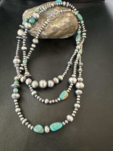 Navajo Pearls Royston Turquoise Necklace | Sterling Silver | Mixed Beads | 48" | 15990